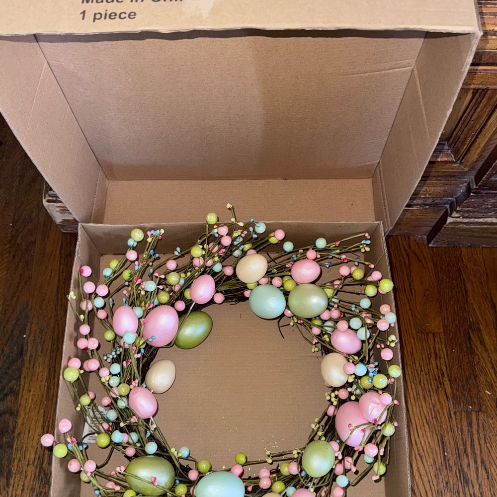 Easter - Pastel Egg Spring Wreath - Home Holiday Decor 12 in - Picture 6 of 9